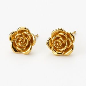 18K Rose Blossom Earrings electroform w/silicone back stopper